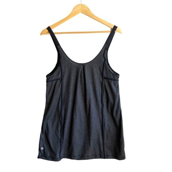 Lululemon Scoop Neck Pleated Back Athletic Tank Gray Black Size 6 - Picture 5 of 10